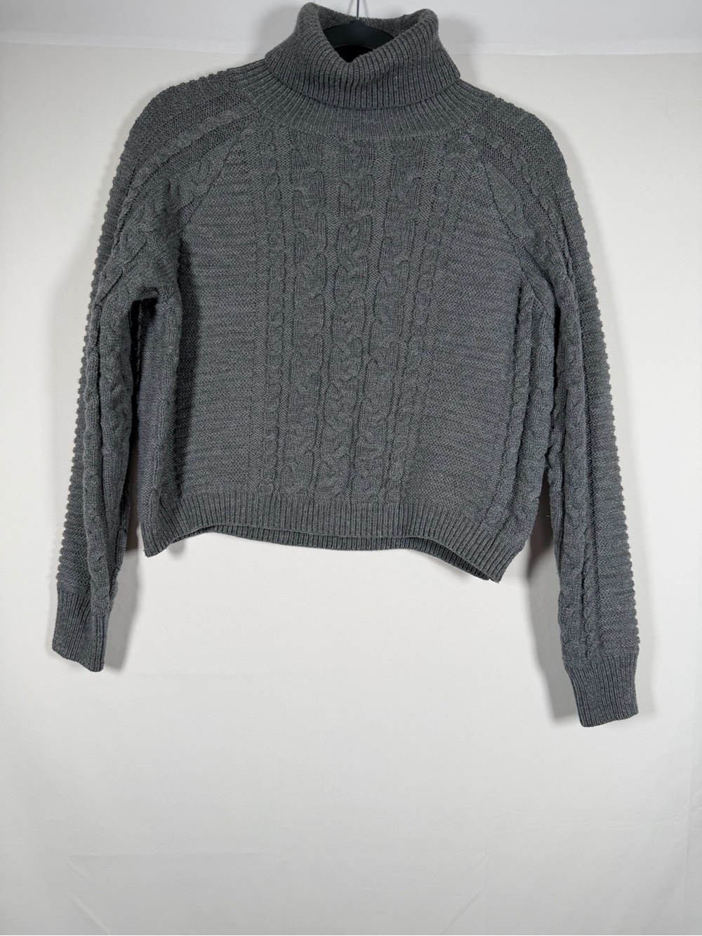 Lulu's Charcoal Fisherman Cable-Knit Turtleneck Sweater Coastal, Old Money